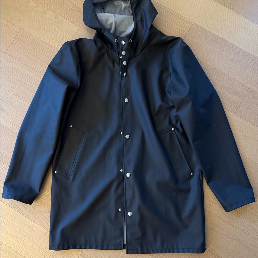 Stutterheim - Men's Black Hooded Raincoat - Size M